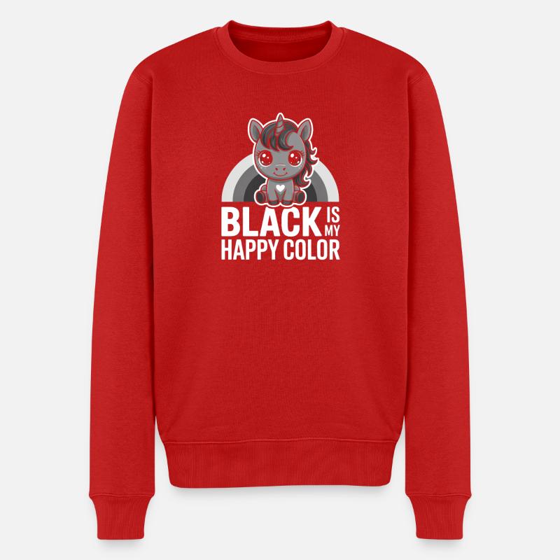 Graues Einhorn mit Regenbogenbogen - Männer Premium Bio Pullover - Rot