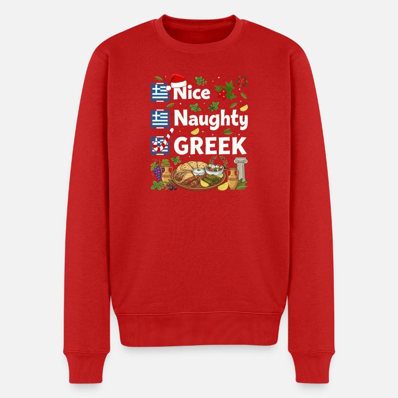 Nice Naughty Greek Fest - Männer Premium Bio Pullover - Rot