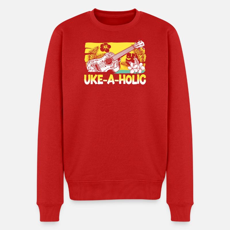 Hawaiian Ukulele Uke Uke-A-Holic - Männer Premium Bio Pullover - Rot