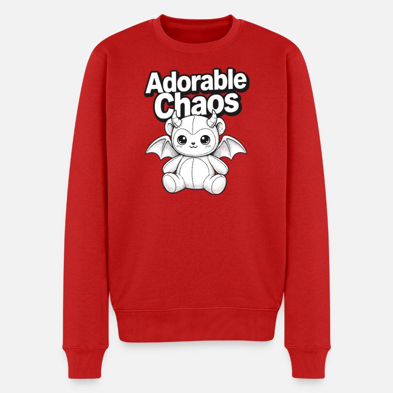 Niedliches Chaos Dämonchen - Männer Premium Bio Pullover - Rot