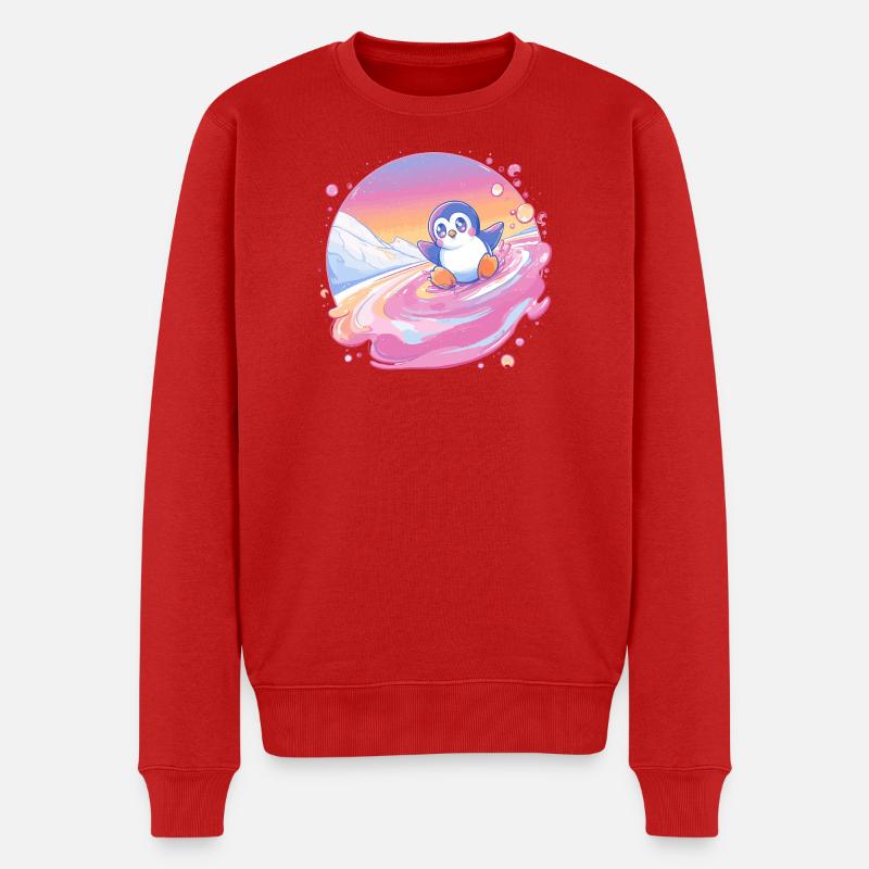 Pastell-Pinguin Spritz - Männer Premium Bio Pullover - Rot