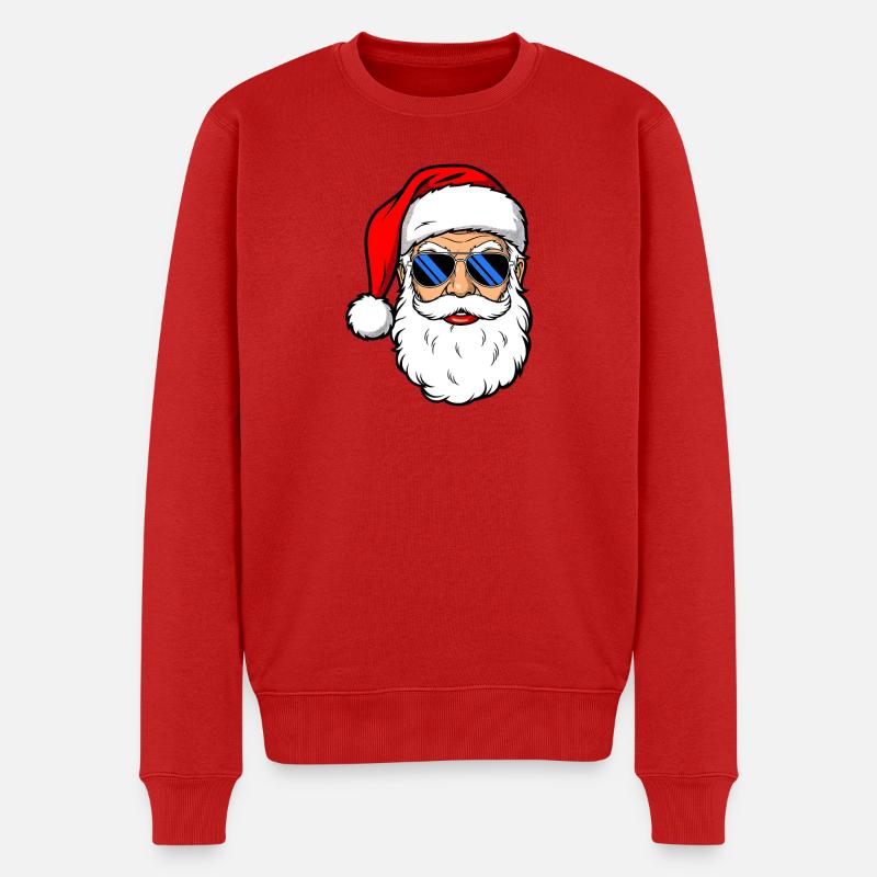 Cooler Weihnachtsmann mit Sonnenbrille - Männer Premium Bio Pullover - Rot