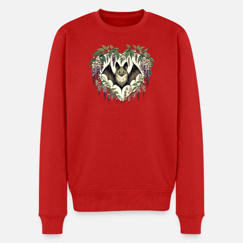 Herzfledermaus in Blaublute - Männer Premium Bio Pullover - Rot