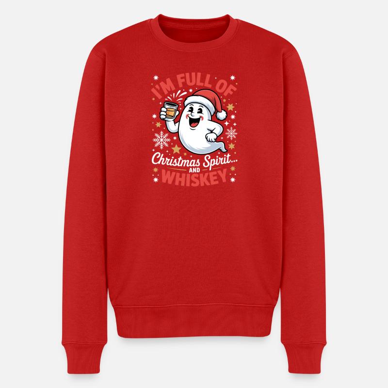 Whiskey-Weihnachtsgeist-Weihnachtsmann - Männer Premium Bio Pullover - Rot