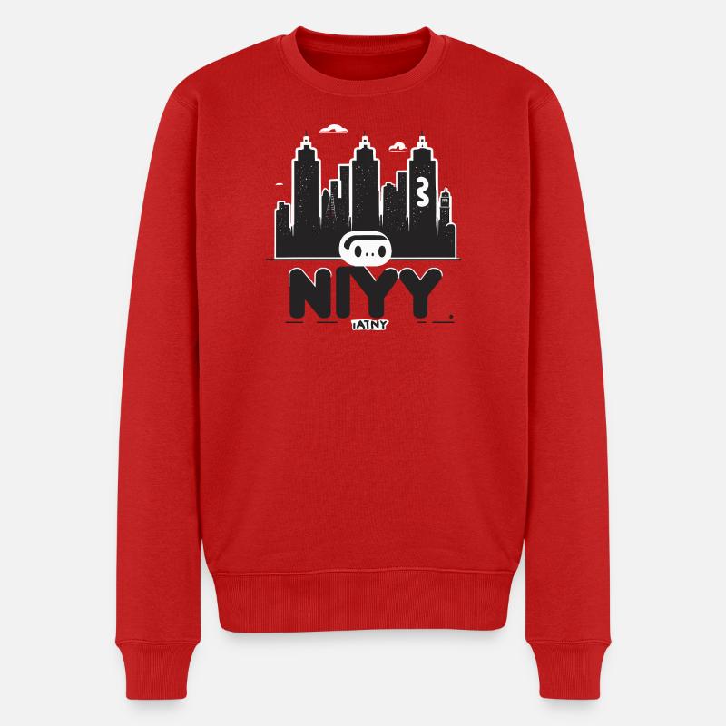 NYC Roboter Skyline Druck - Männer Premium Bio Pullover - Rot