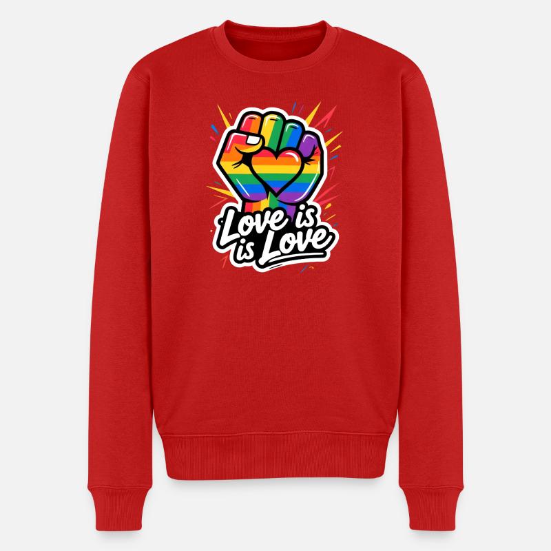 Love Is Love – Bunte Pride Power Faust - Männer Premium Bio Pullover - Rot