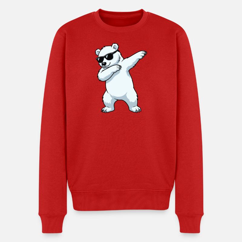 Dessin animé Dab Polar Bear - Pull Premium bio Homme - rouge
