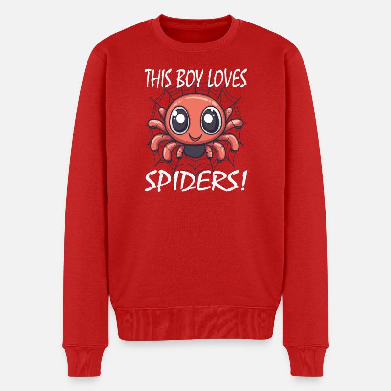 Junge liebt Spinnen – niedliche Spinne - Männer Premium Bio Pullover - Rot