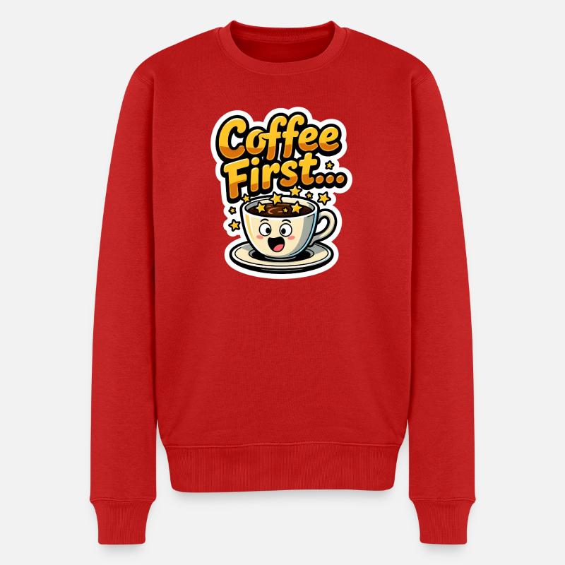 Coffee First - Männer Premium Bio Pullover - Rot