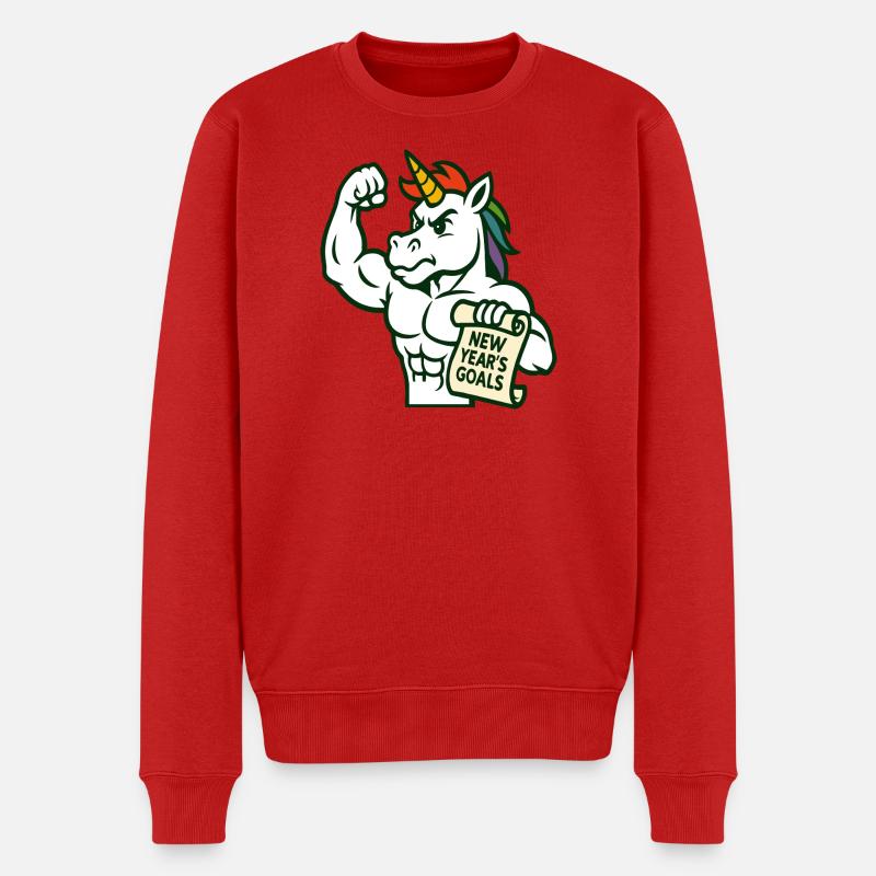 Starke Einhorn-Neujahrsziele Motivationskunst - Männer Premium Bio Pullover - Rot