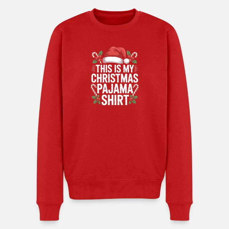 Das ist mein Weihnachts-Pyjamashirt - Männer Premium Bio Pullover - Rot
