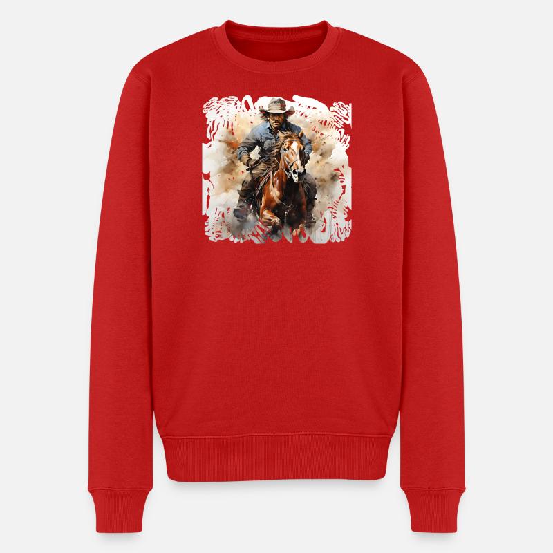 Wild West Rodeo Reiter - Männer Premium Bio Pullover - Rot