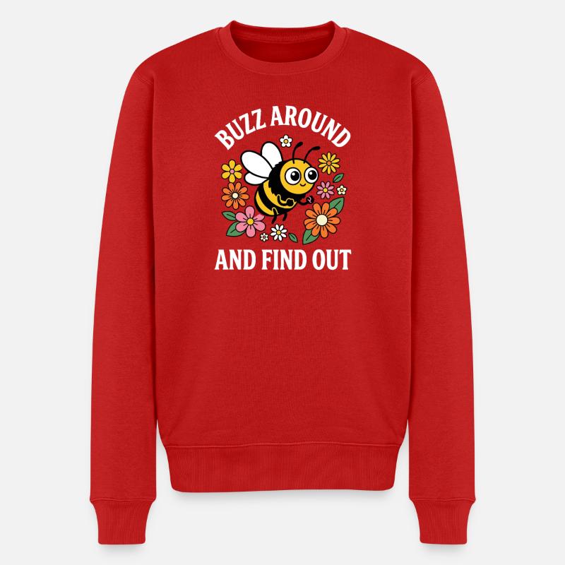 Buzz Around and Find Out Biene Humor Meme Spruch - Männer Premium Bio Pullover - Rot