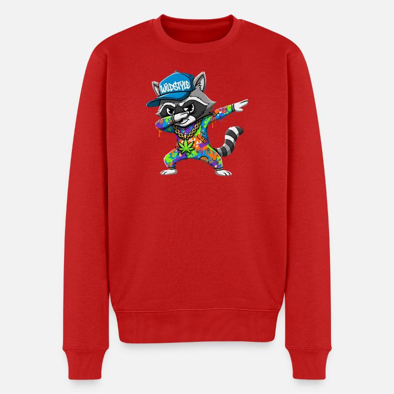 Wildstyle Dabbing Waschbär  Buntes Graffiti Design - Männer Premium Bio Pullover - Rot