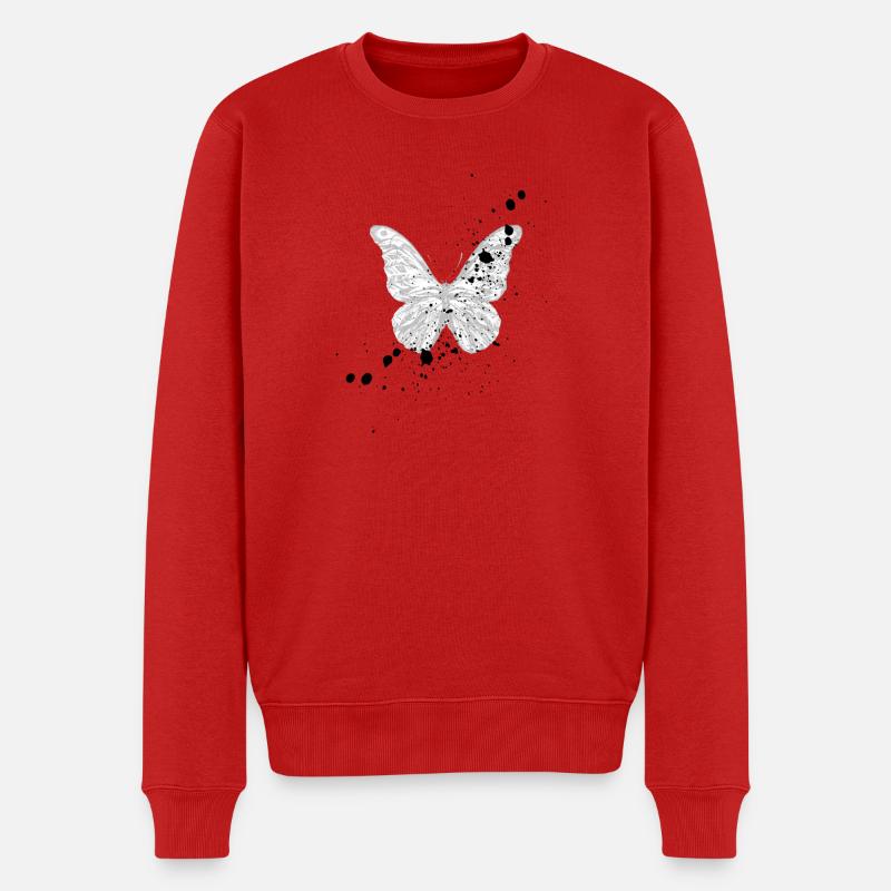 Weißer Schmetterling  - Männer Premium Bio Pullover - Rot