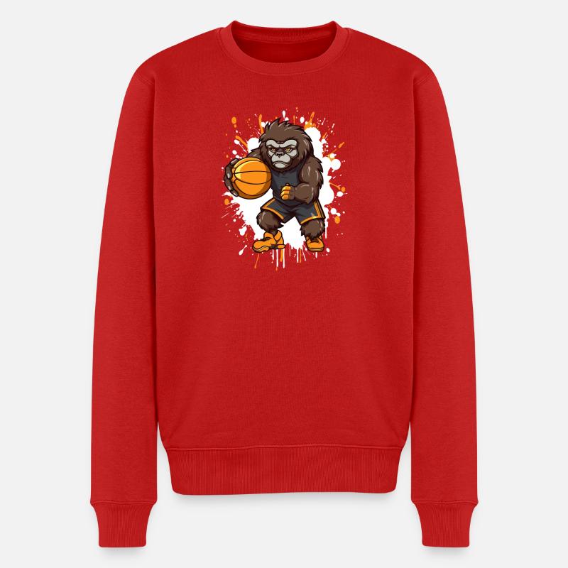 Mascotte du Gorille de Basketball - Pull Premium bio Homme - rouge