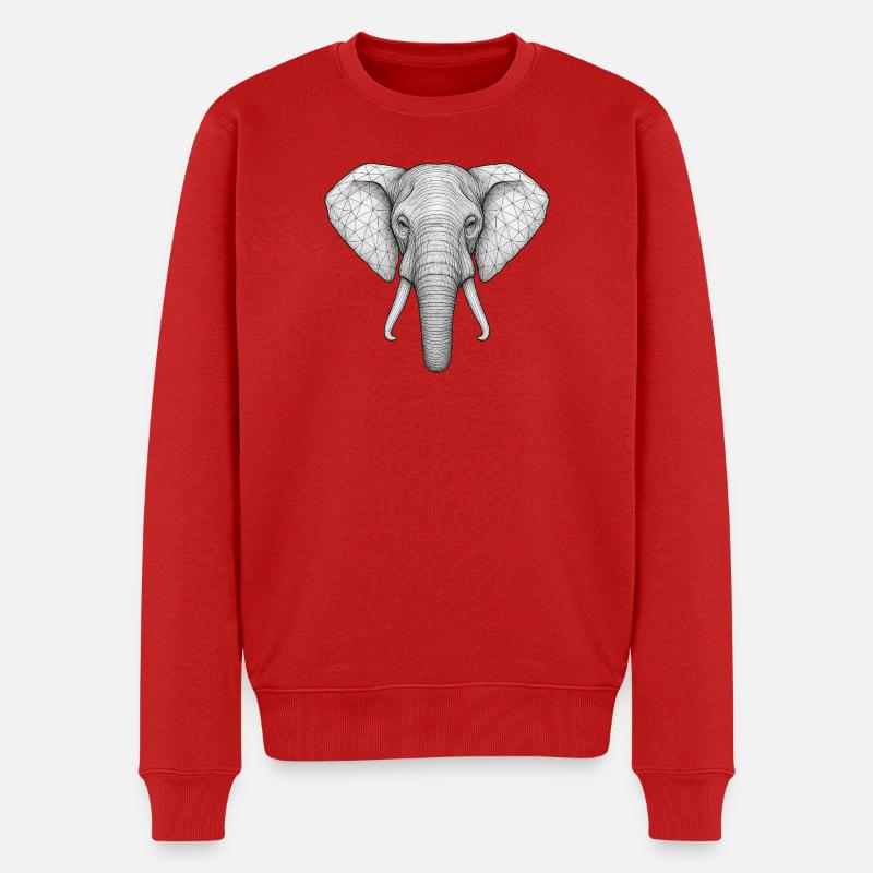 Geometrischer Elefantenkopf Skizzenstil - Männer Premium Bio Pullover - Rot