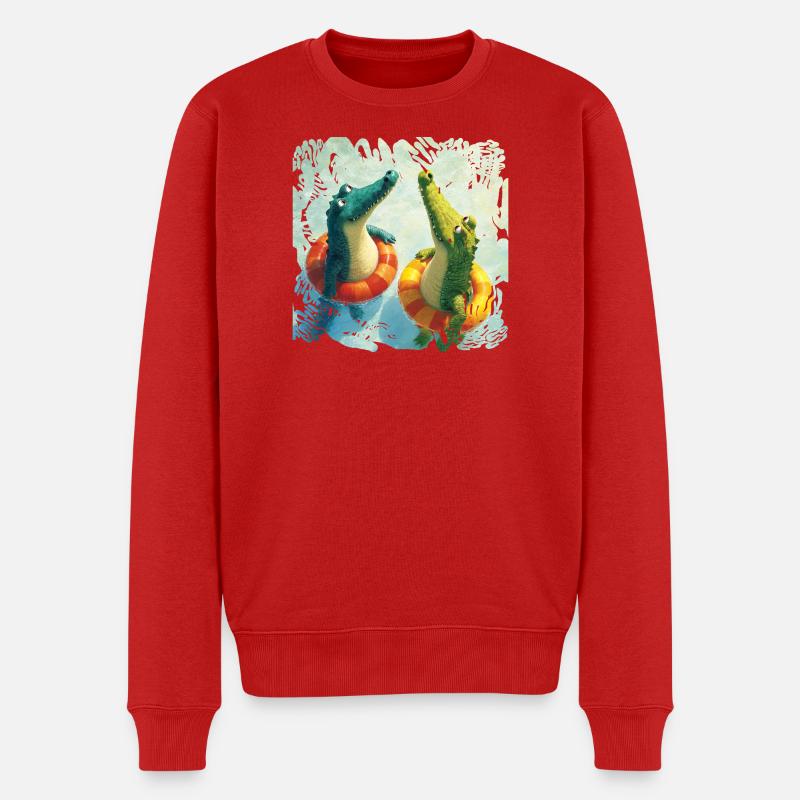 Krokodile im Wasserspaß Duo - Männer Premium Bio Pullover - Rot