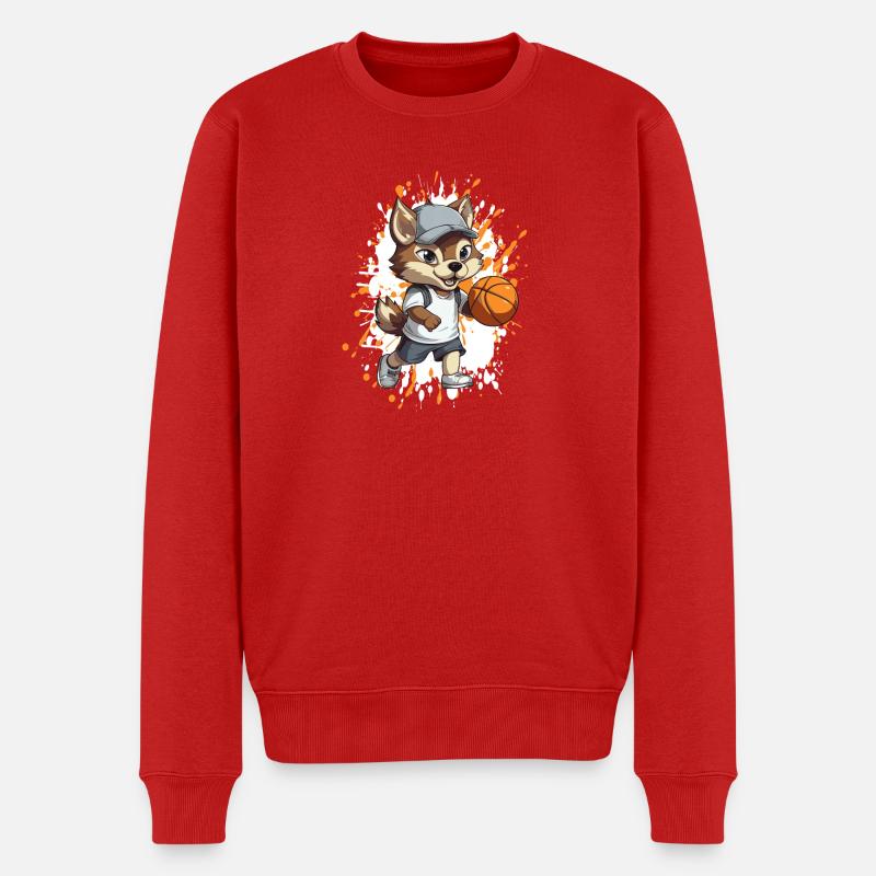 Fuchs Basketballheld im Freizeit-Look - Männer Premium Bio Pullover - Rot
