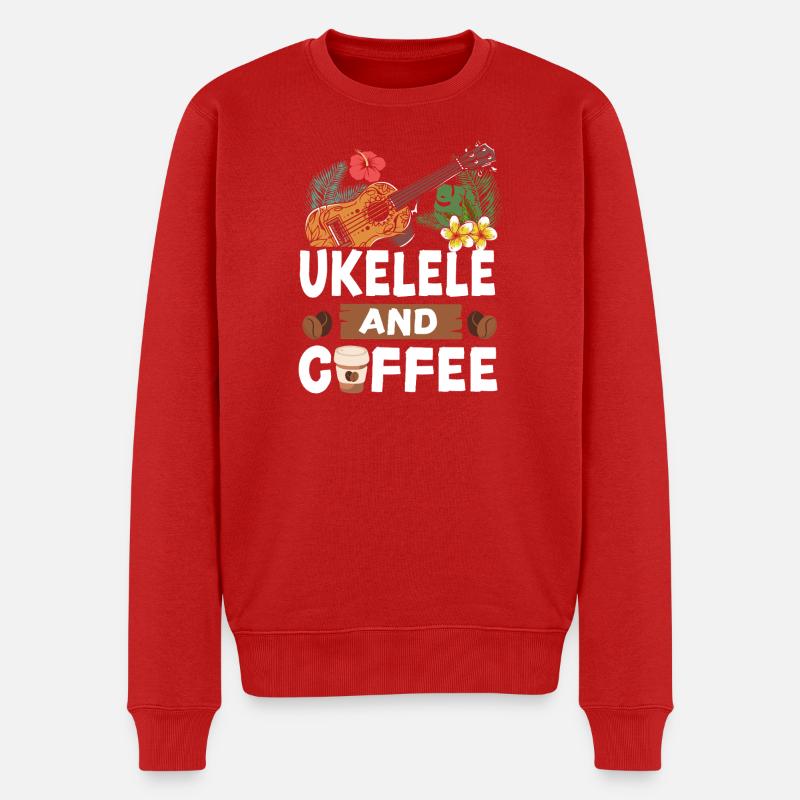 Hawaiian Ukulele Uke Coffee - Männer Premium Bio Pullover - Rot