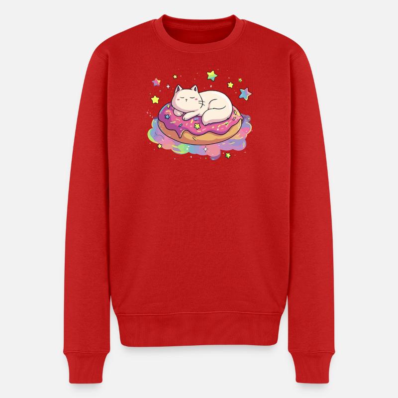 Kater Kuschel Donut Traum - Männer Premium Bio Pullover - Rot