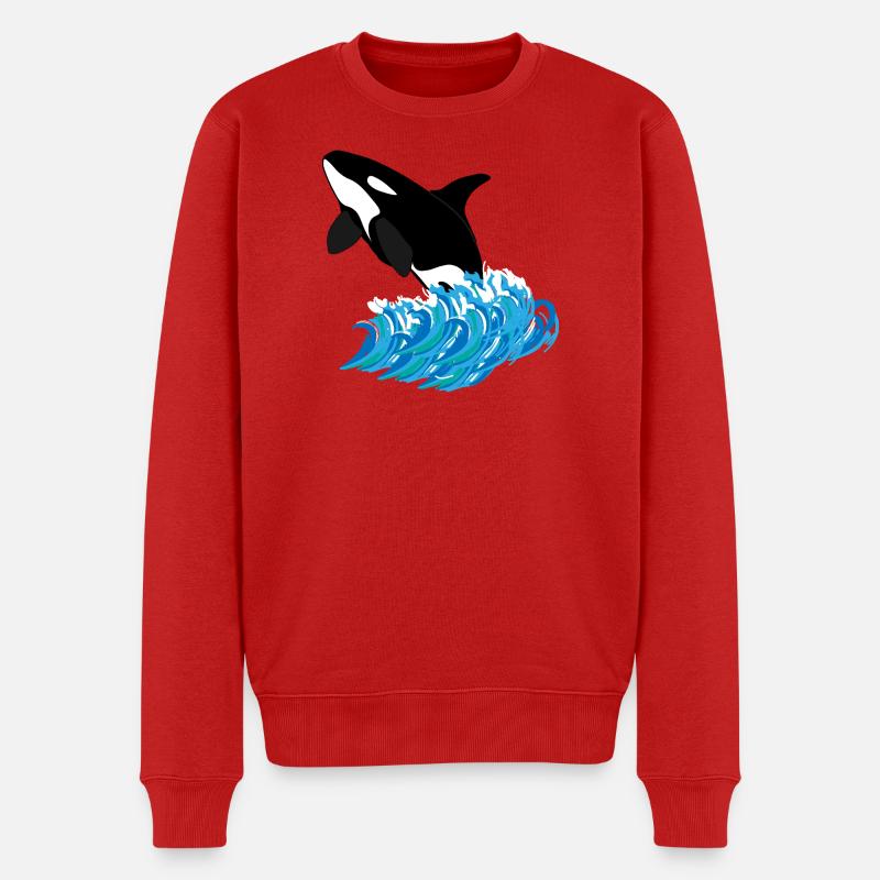 Orca-Druck - Männer Premium Bio Pullover - Rot