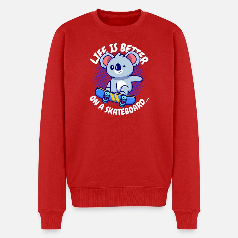 Koala Skateboard Lebensfreude - Männer Premium Bio Pullover - Rot