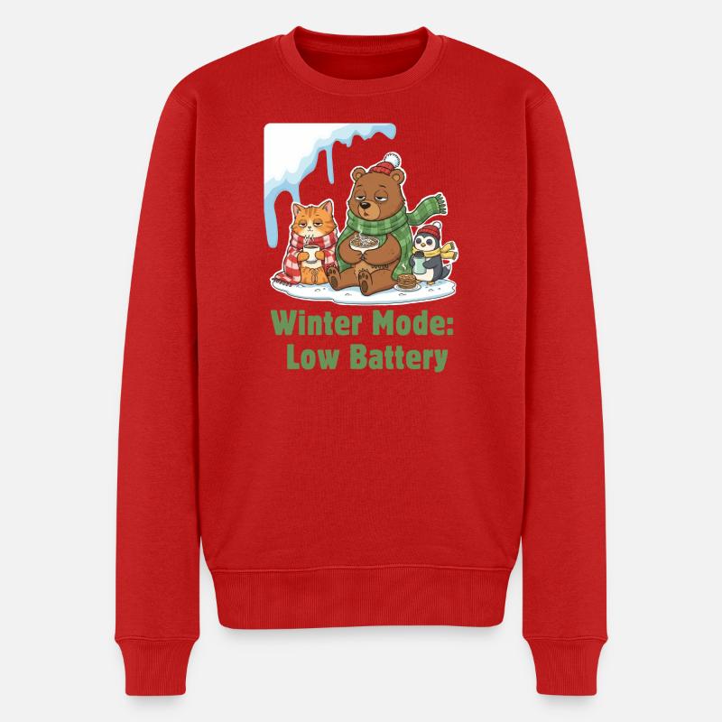 Wintermodus: Müde, Eingepackt & Hungrig - Männer Premium Bio Pullover - Rot