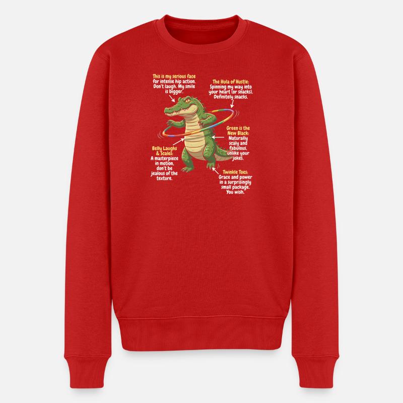 Karikatur-Alligator mit Regenbogen-Reif - Männer Premium Bio Pullover - Rot