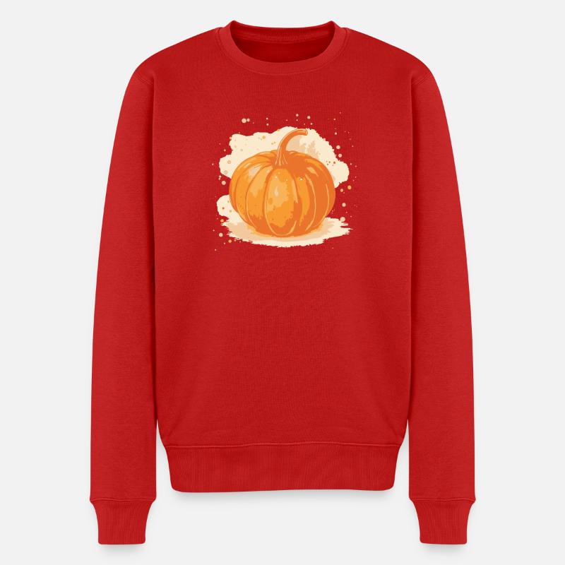 Kürbis-Herbst-Illustration - Männer Premium Bio Pullover - Rot