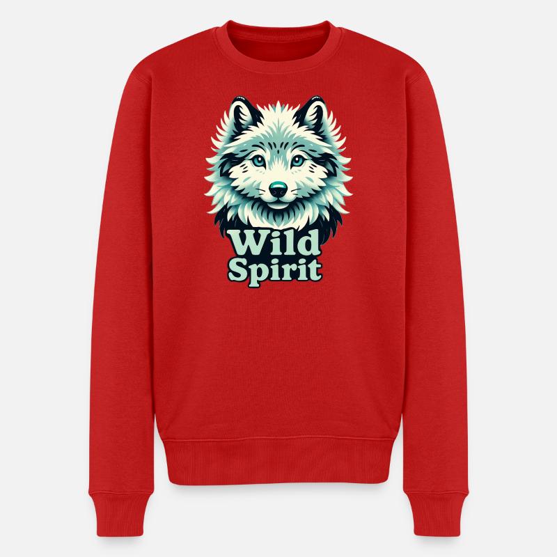 Wilde Wolfsseele - Männer Premium Bio Pullover - Rot