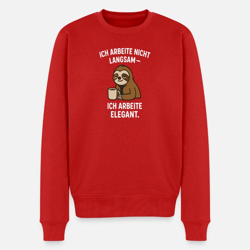 Elegantes Faultier mit Kaffee - Slogan - Männer Premium Bio Pullover - Rot