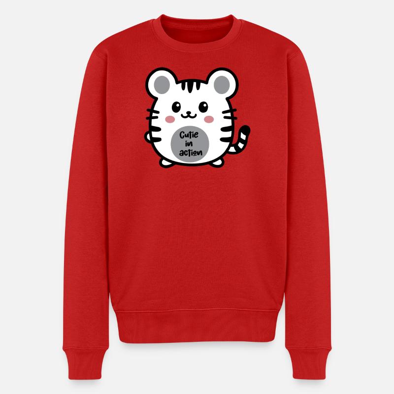 Kawaii Tiger Cutie in Action - Männer Premium Bio Pullover - Rot