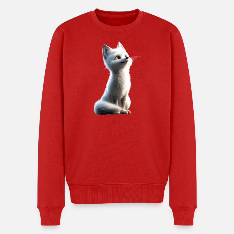 Polarfuchs Schneefuchs Eisfuchs Süßer Weißer Fuchs - Männer Premium Bio Pullover - Rot