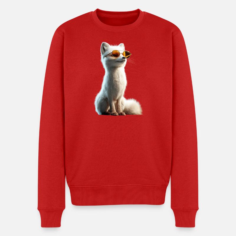 Polarfuchs Schneefuchs Eisfuchs Süßer Weißer Fuchs - Männer Premium Bio Pullover - Rot