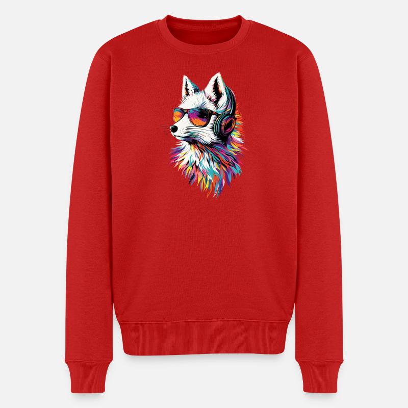 Polarfuchs Schneefuchs Eisfuchs Süßer Weißer Fuchs - Männer Premium Bio Pullover - Rot