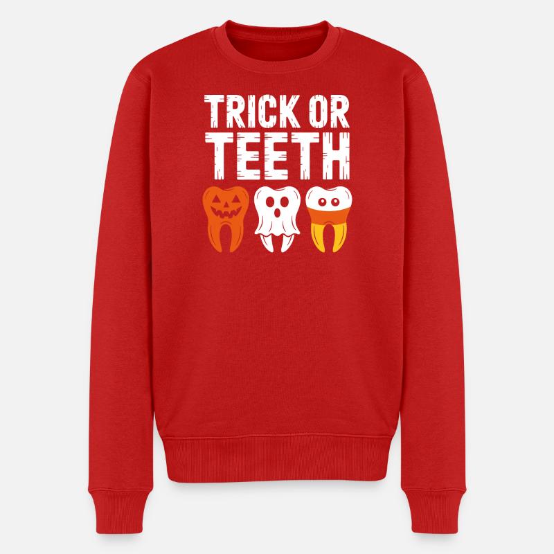 Trick oder Teeth Halloween-T-Shirt - Männer Premium Bio Pullover - Rot