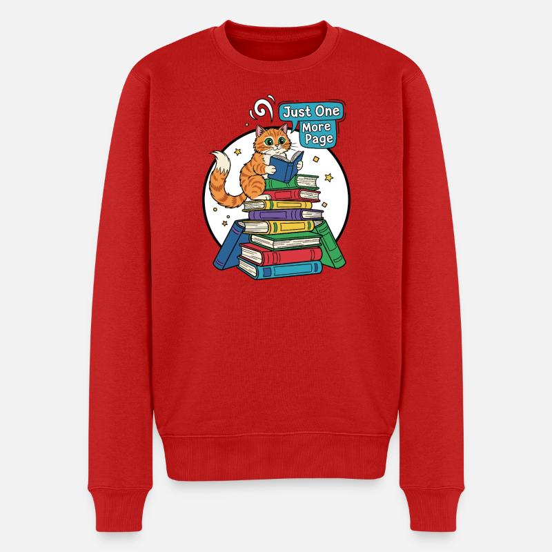 Katzenleser: Nur eine Seite mehr - Männer Premium Bio Pullover - Rot