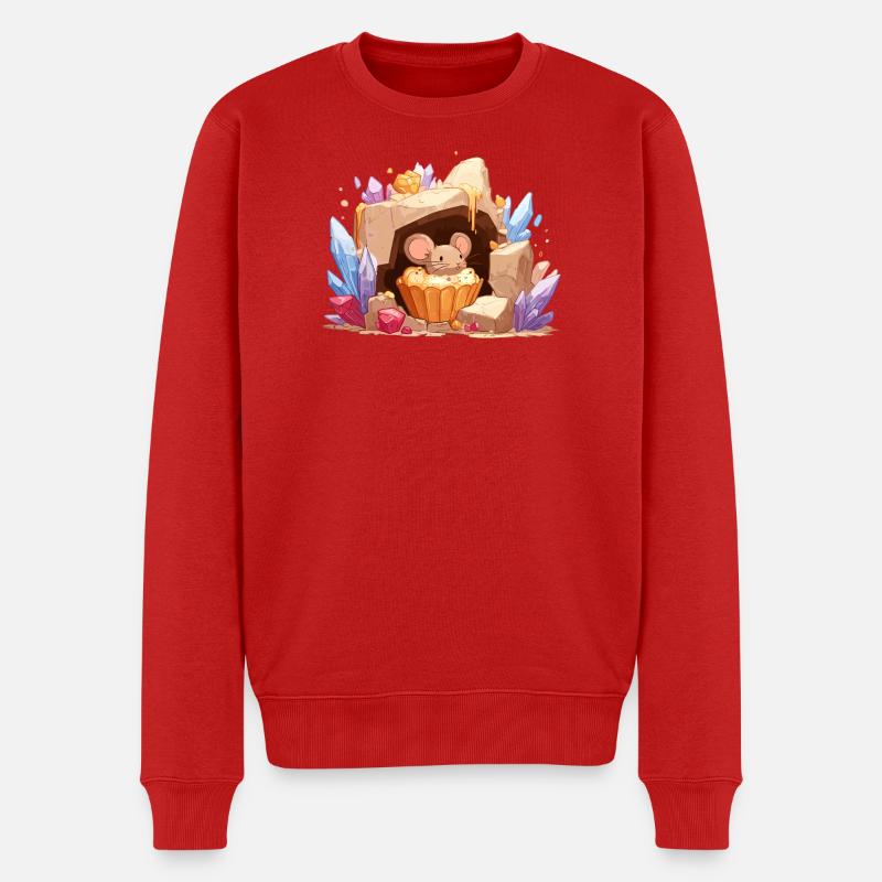 Kristallhöhle-Maus Kuchen - Männer Premium Bio Pullover - Rot