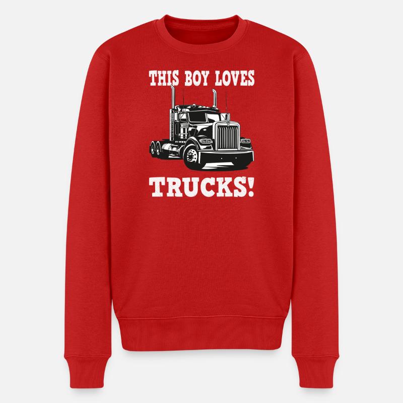 Ce garçon adore les camions - Pull Premium bio Homme - rouge