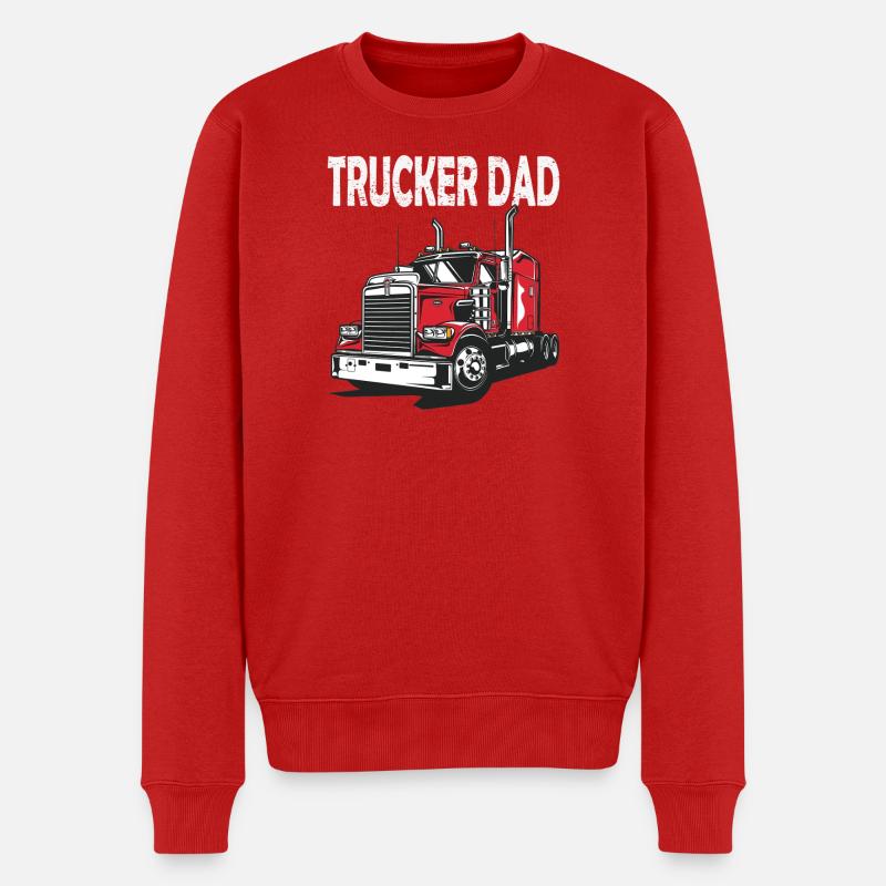 Trucker Vater Truckdesign - Männer Premium Bio Pullover - Rot