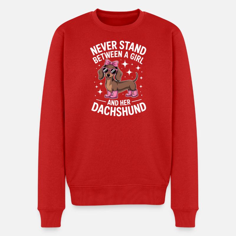 Dackel Sprüche Mädchen Lustiges Dackel Geschenk - Männer Premium Bio Pullover - Rot