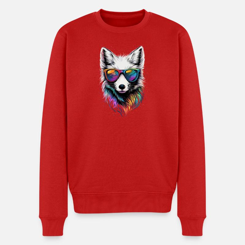 Polarfuchs Schneefuchs Eisfuchs Süßer Weißer Fuchs - Männer Premium Bio Pullover - Rot
