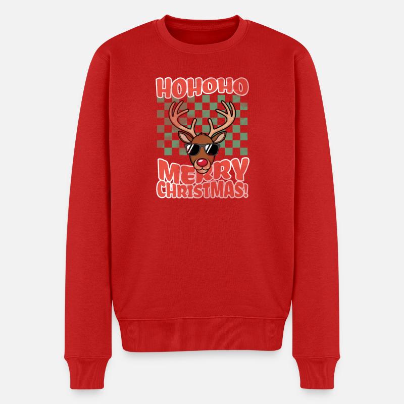 Rentier - Männer Premium Bio Pullover - Rot