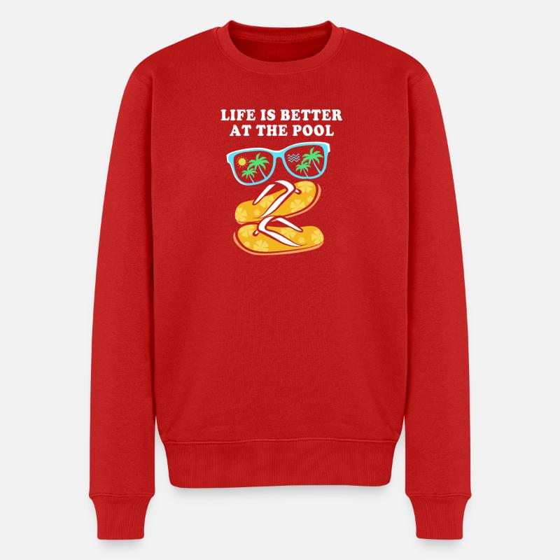 Fête à la piscine - Pull Premium bio Homme - rouge