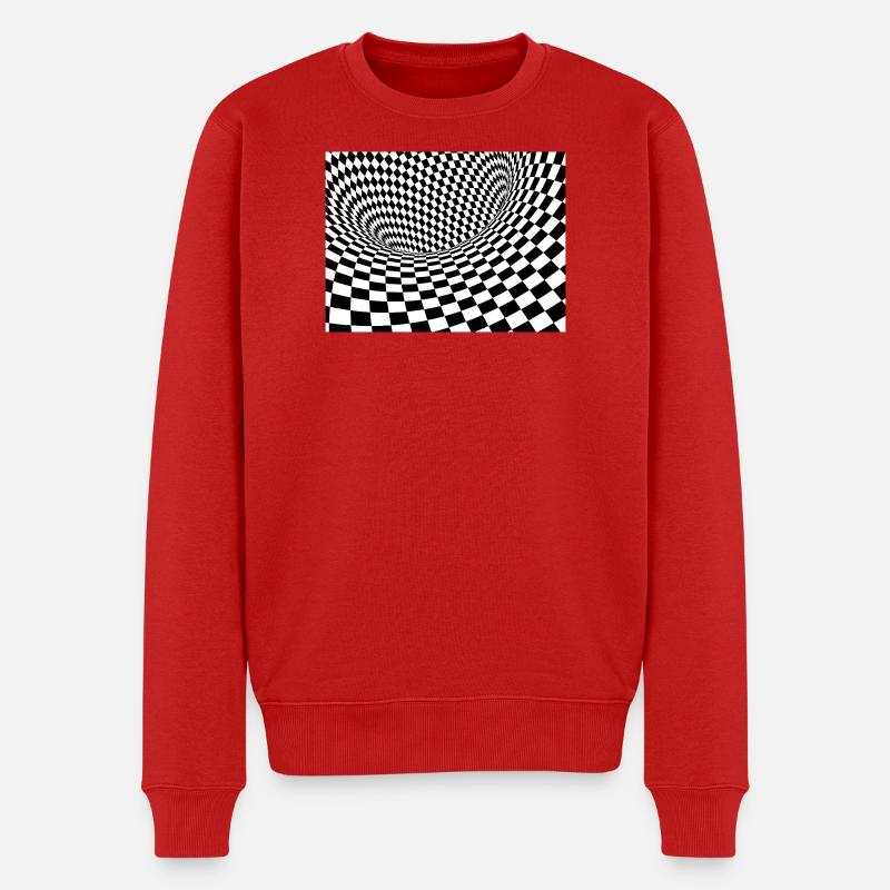 Optisch-schwarz karierter Tunnel - Männer Premium Bio Pullover - Rot