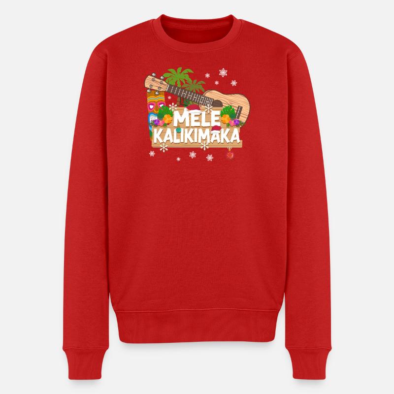Ukulélé hawaïen Uke Christmas - Pull Premium bio Homme - rouge