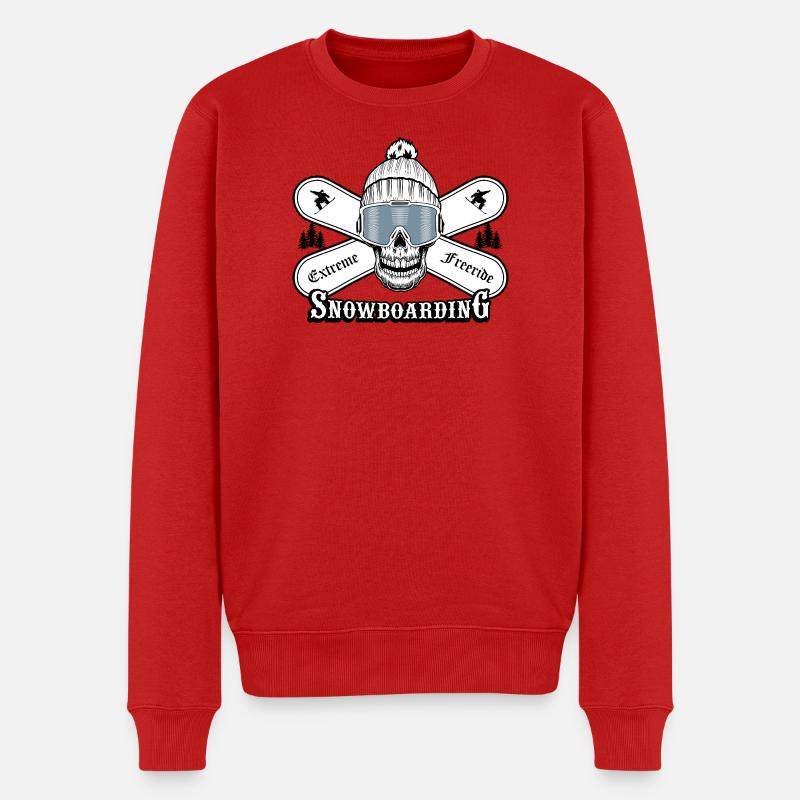 Snowboarding Totenkopf Grafik - Männer Premium Bio Pullover - Rot