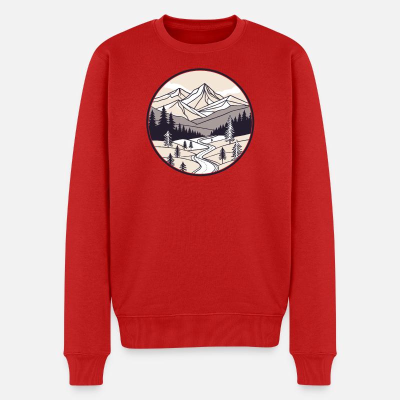 Berg- und Kiefernkreis - Männer Premium Bio Pullover - Rot