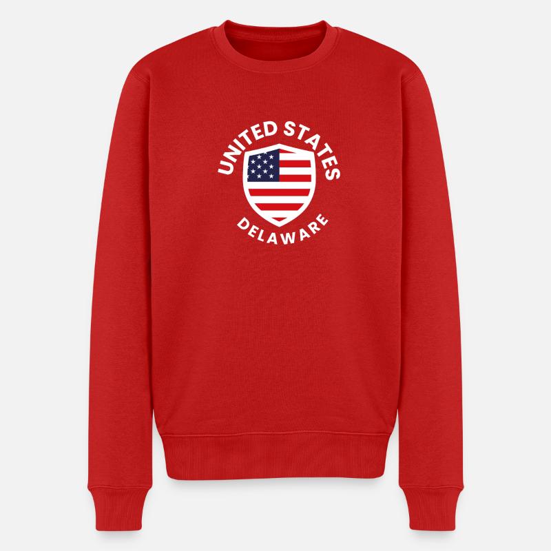 USA Delaware Shield Flagge - Männer Premium Bio Pullover - Rot
